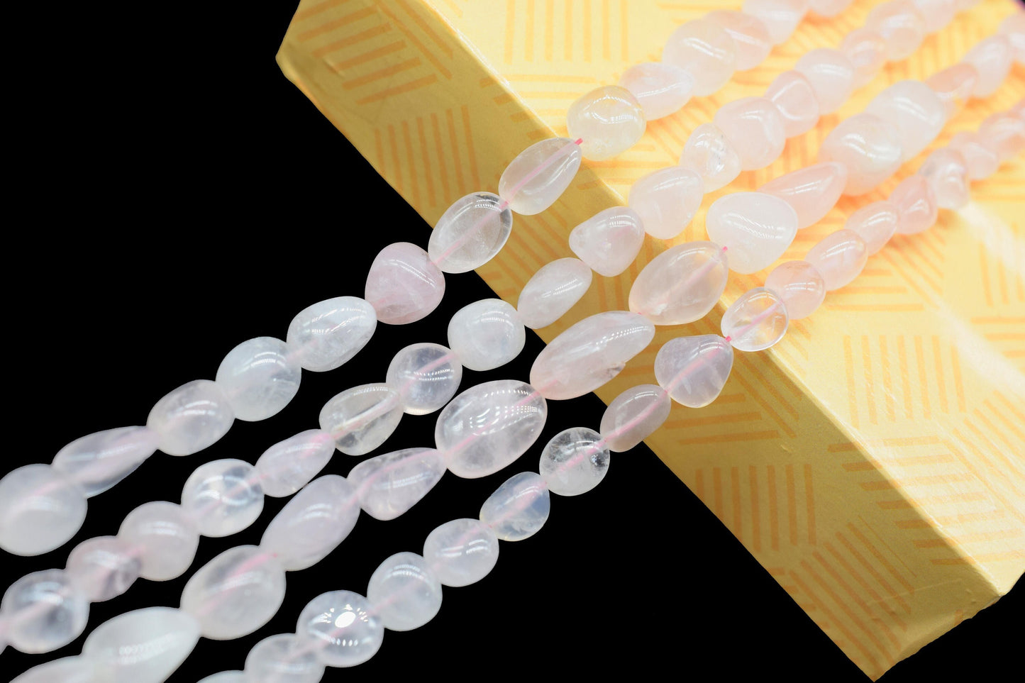 Natural Gemstone Nuggets Beads/Smooth Beads/Jewelry Making Craft/Rose Quartz Nuggets Beads/Handmade Jewelry/Jewelry Component/B'day Gift