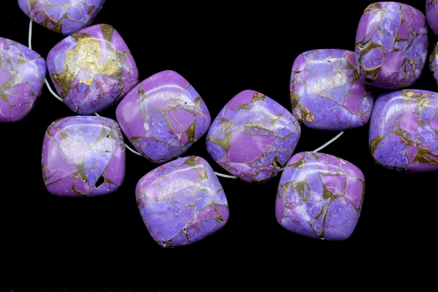 Purple Copper Turquoise 14mm Smooth cushion beads,Calibrated Gemstones Briolette,cushion Shape Briolettes,Side drilled Briolette,Turquoise