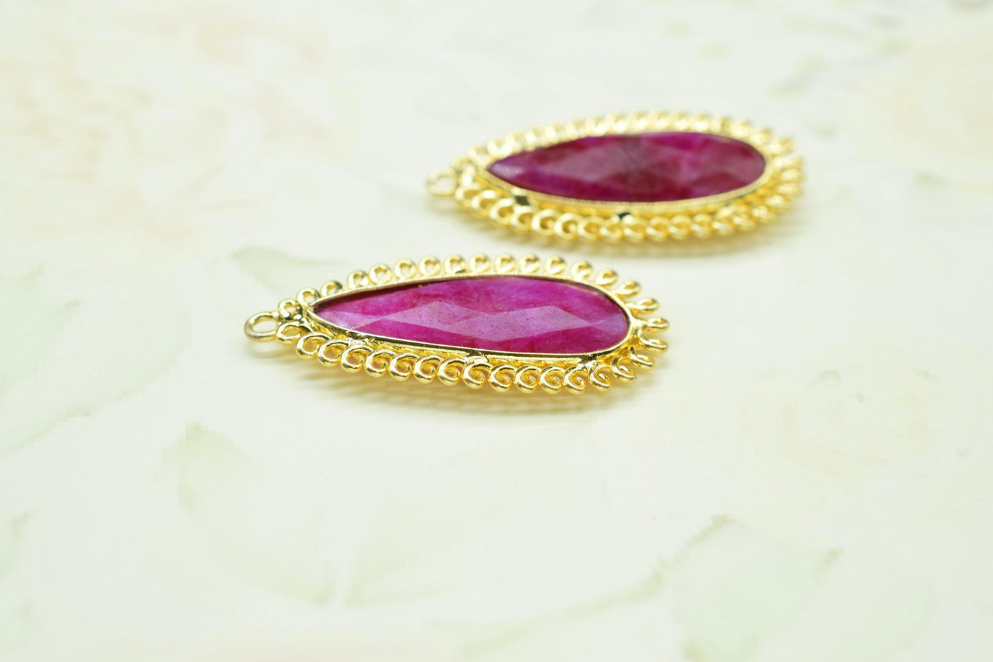 Natural Ruby 10x30mm Teardrop Bezel Charm,Single Bail Pendant,Handmade Jewellery Connectors,Gemstone Brass Component,Handmade Connector,Gift