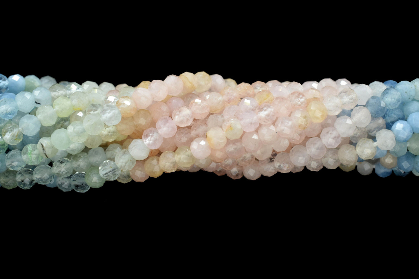 Multi Aquamarine Faceted Beads,Gemstone Beads Strand,3mm Rondelle,Multi Shaded Beads,Micro faceted beads,Aquamarine Strand Beads Jewelry