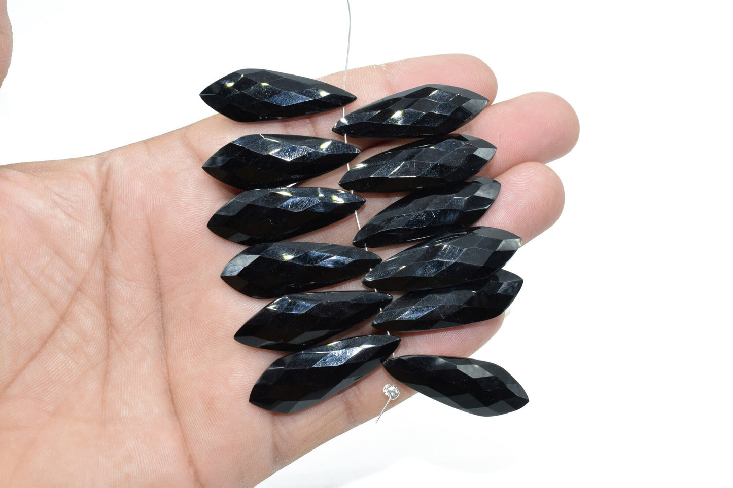 Black onyx Long 10x32mm Briolettes,Black onyx Briolette Beads,Black onyx Calibrated Beads,Black onyx Pair Briolette,Black onyx stones