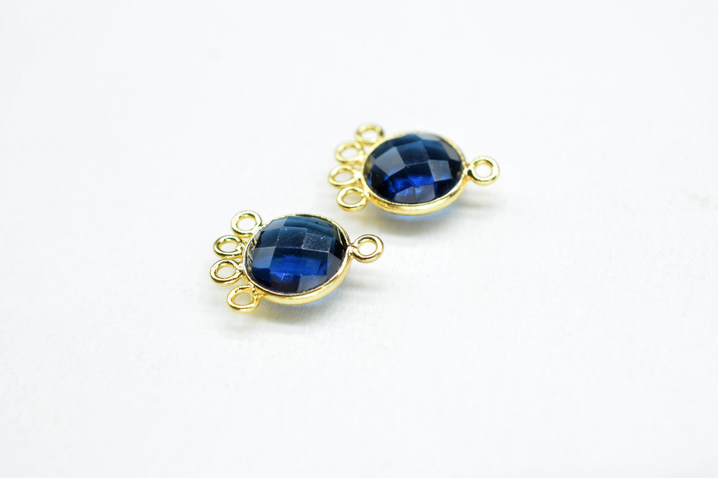 Blue Kyanite 10mm Round Bezel Charm/Gemstone Brass Component/Single Bail Pendant charms/Round Handmade Jewellery Connector/B'day Gift