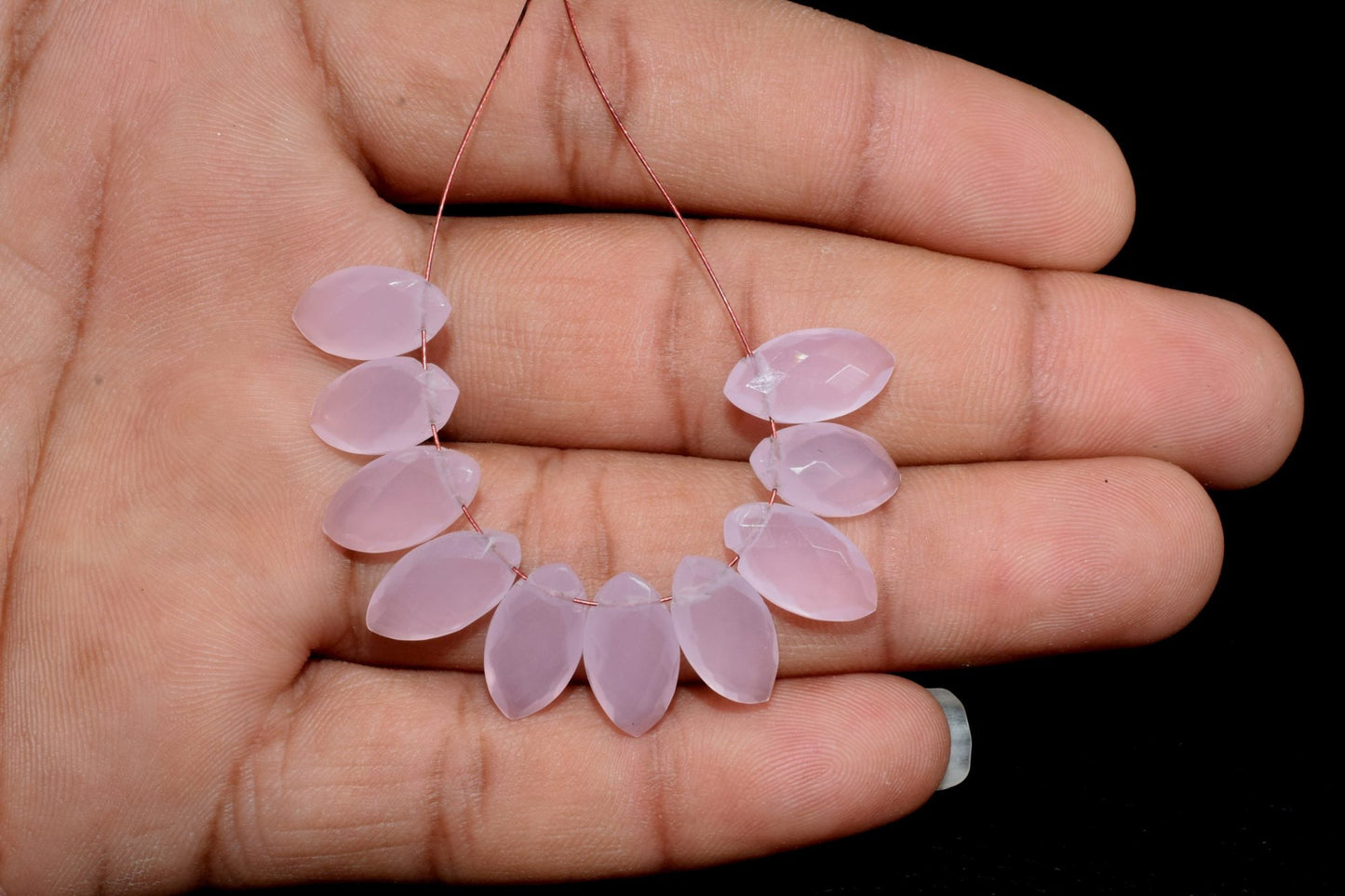 Pink Chalcedony Marquise 6x12mm Briolettes,Rose quartz Side drilled Briolette,Marquise Briolette,Jewelry, chalcedony For Making Jewelry