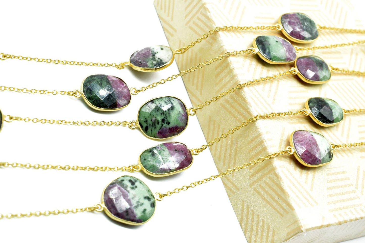 Ruby Zoisite Faceted Bezel Connector Station Link Chain,Ruby Zoisite Free form Connector Chain,Ruby Zoisite Bezel Connector Chain,Bracelet