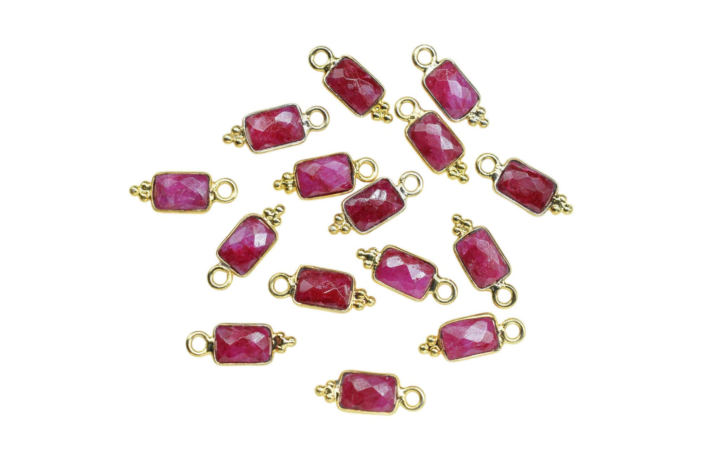 Gemstone Ruby Charms Pendant/Buguette Shape Pendant/Handmade Pendant/Tiny Pendant/Necklace Connector jewelry/Women Jewelry/B'day Gift