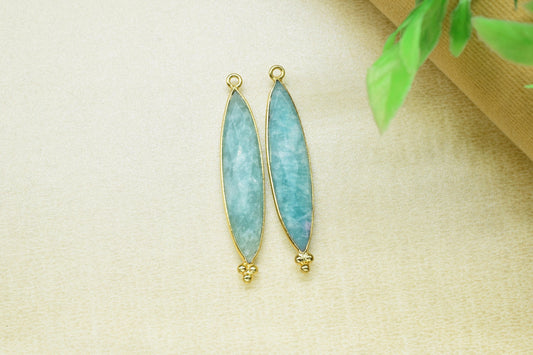 Amazonite Gemstone 7x34mm Marquise Shape Single Bail Pendant Jewelry,Amazonite Gold Plating Jewelry,Amazonite Gemstone Faceted Pendant,Gift