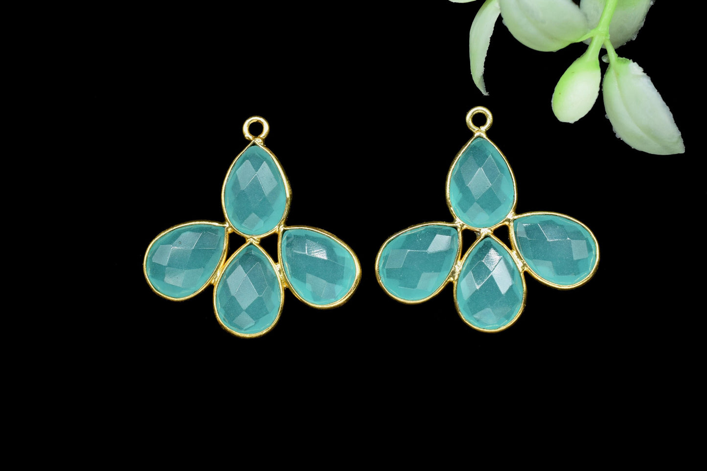 Gemstone Pear Shape Earring,Craft Supply,Finding Jewelry Connector,Station Bezel Link,Components Earring,Flower Pendant,Elegant Jewelry Gift