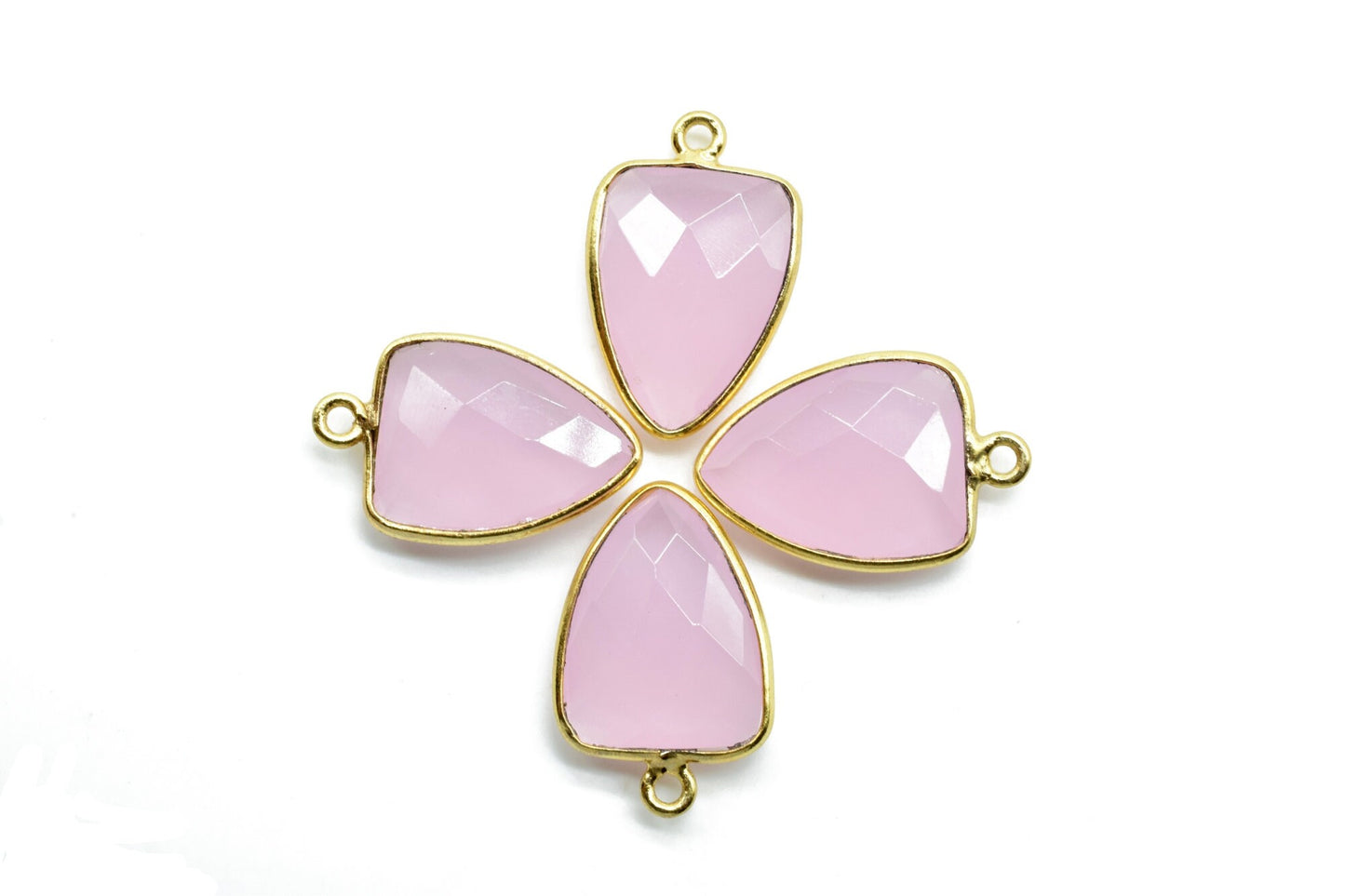 Pink Chalcedony 12x15mm Triangle shape single bail connector,Pink Chalcedony Pendant,Chalcedony Single loop connectors,Triangle Shape charms