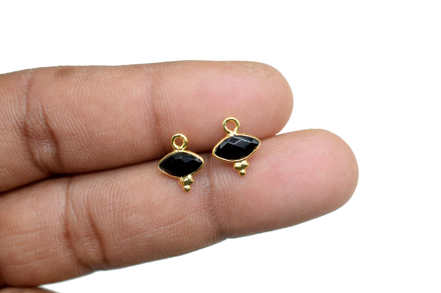Gemstone Black Onyx Charms Pendant/Marquise Shape Pendant/Handmade Pendant/Tiny Pendant/Necklace Connector jewelry/B'day Gift