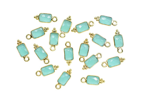 Aqua Chalcedony Charms Pendant/Buguette Shape Pendant/Handmade Pendant/Tiny Pendant/Necklace Connector jewelry/Women Jewelry/B'day Gift