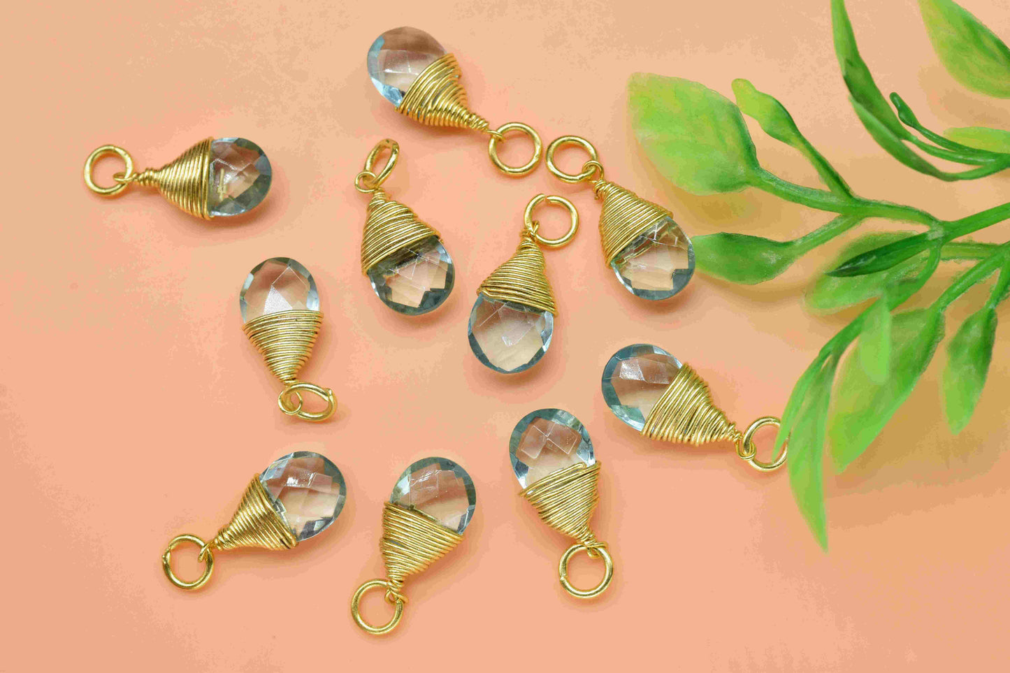 Sky Topaz Faceted Connector,Loop Connector,Pear Pendant Jewelry,Gemstone Wire Wrapped Pendant,Wire Wrapped Necklace,Sky Topaz Jewelry,Gift