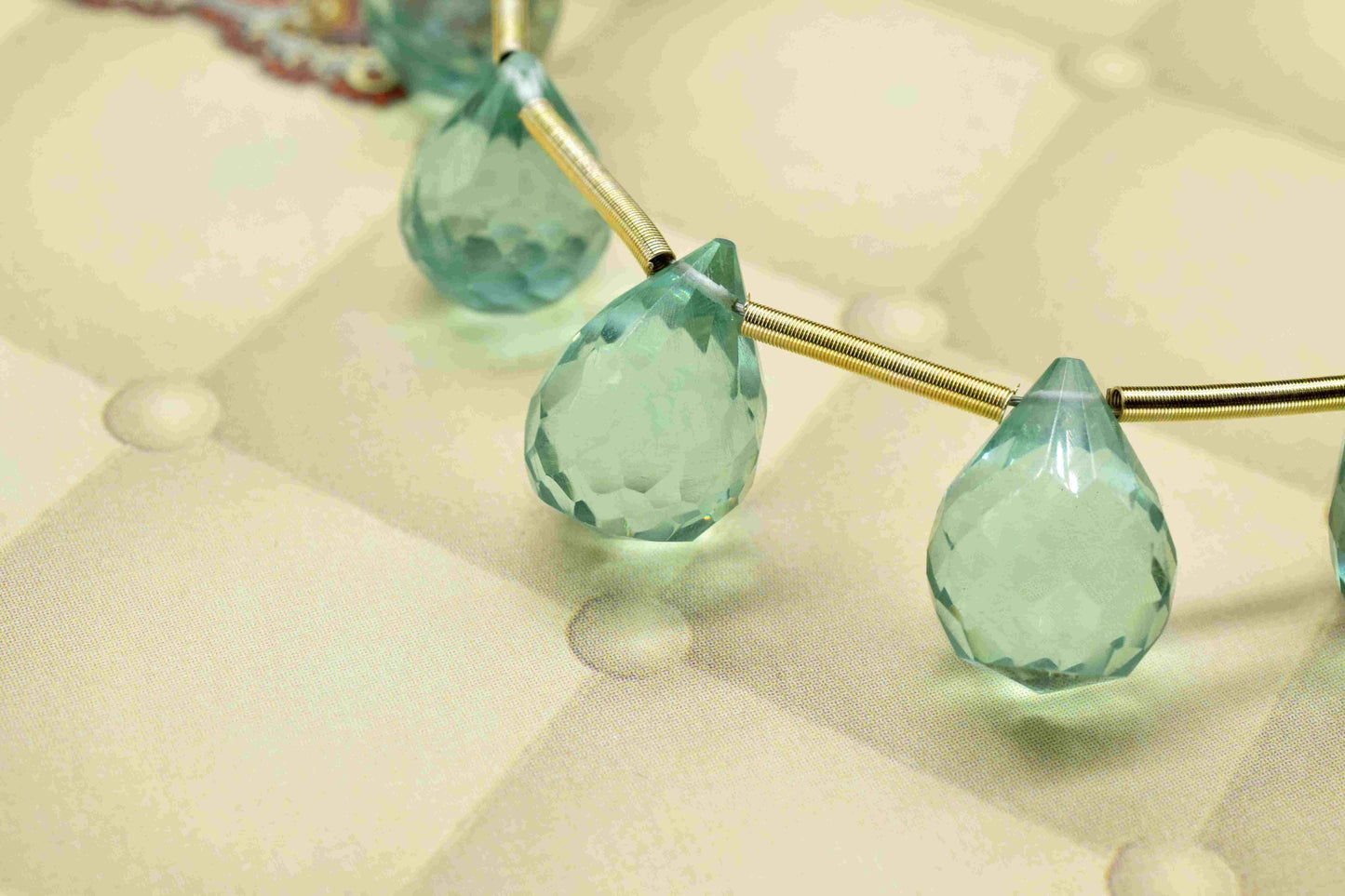 Green Amethyst 10x14mm Teardrop Briolette,Teardrop Bead,Green Amethyst Briolette,Gemstone Faceted Drop Briolette,February birthstone Jewelry