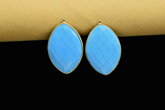 Turquoise 20x30mm Bezel, Marquise Shape Pendant, Single Bail Connector,Gold Plated Bezel,Gold Vermeil Bezel,Handmade Bezel,Turquoise Jewelry