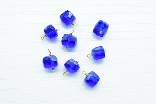 Blue Sapphire Component pendant Charm,Handmade pendant Jewelry,3D Cube Box pendant Charms,Gemstone 3D Cube Beads,Sapphire pendant Connector