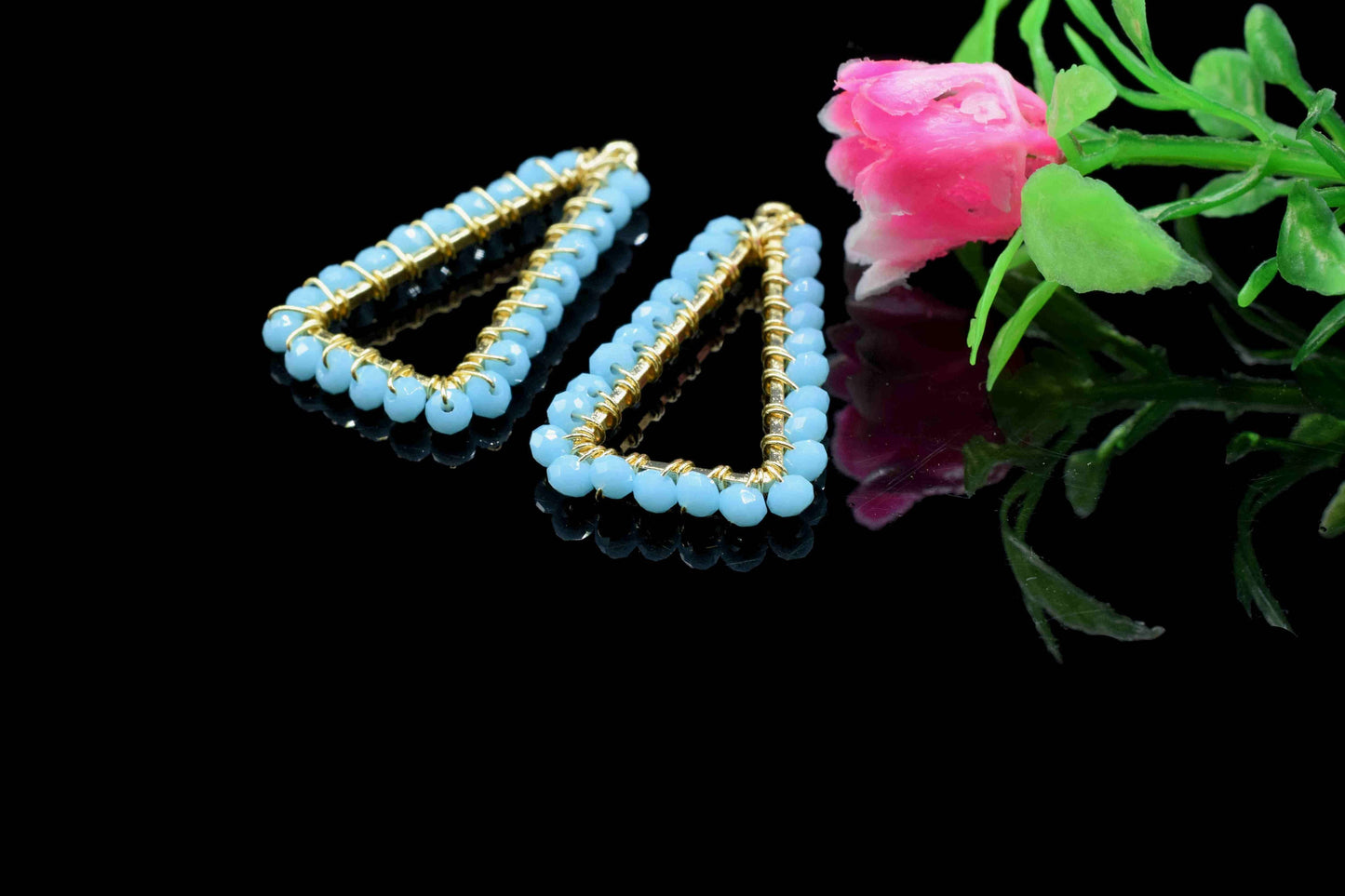 Turquoise Quartz Wire Wrapped Dangle Earring,Gemstone Component,Handmade Connector,Finding Necklace,Component Jewelry,Bead Earring Connector