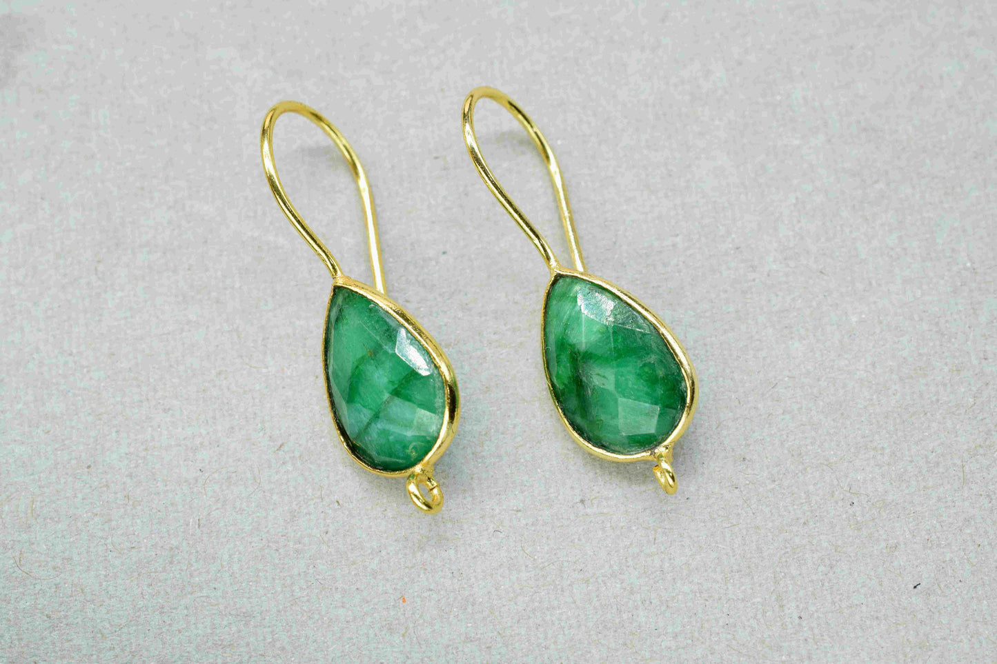 Emerald Gemstone 9x13mm Component,Emerald Teardrop Shape Component,Gemstone Earring,Component Jewelry,Emerald Gemstone Connector,EmeraldGift