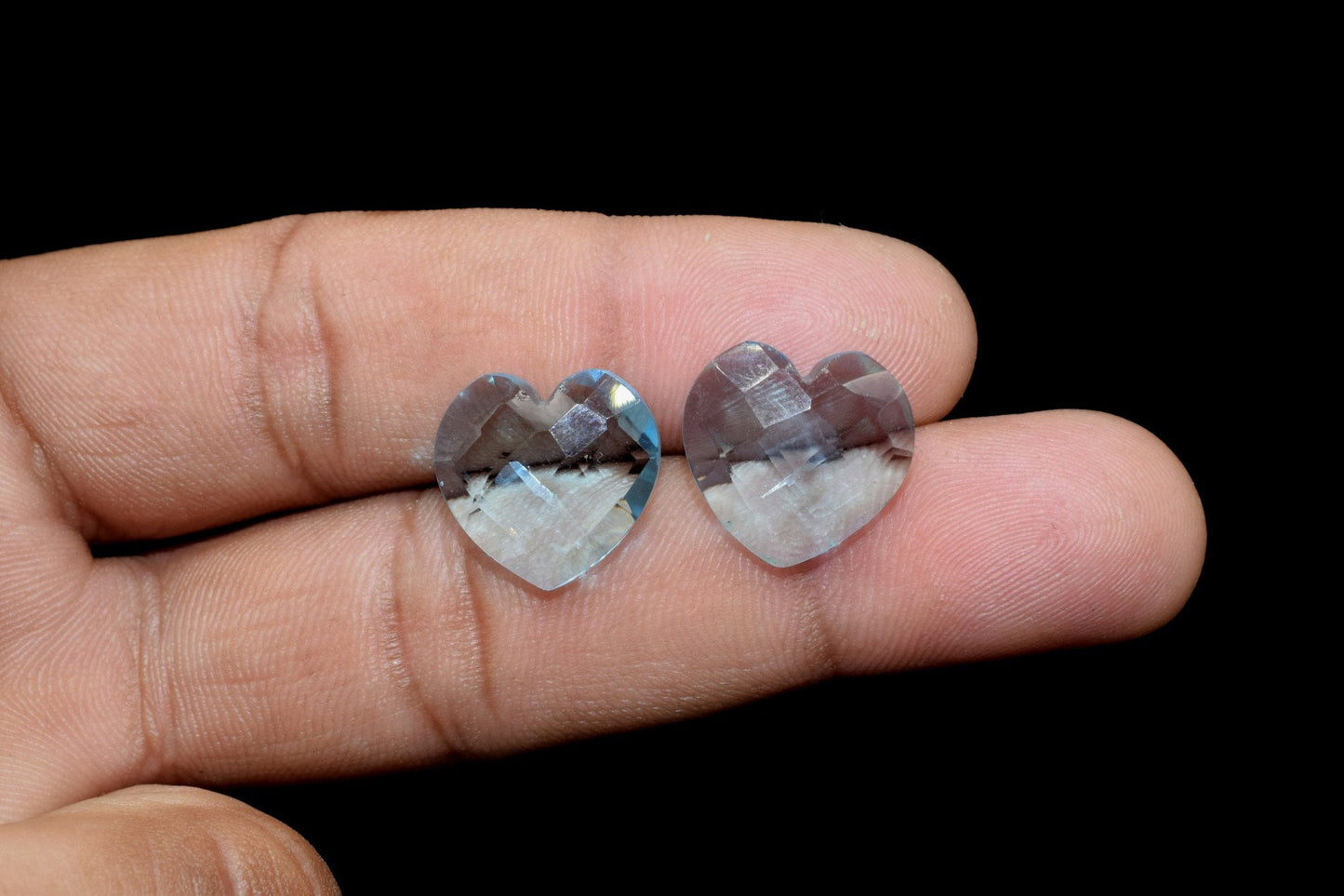 Beautiful Sky Blue Topaz Carved Heart Shape 14mm Drilled Beads Matching Pair, November Birthstone, Great Luster And Clarity,calibrated pair