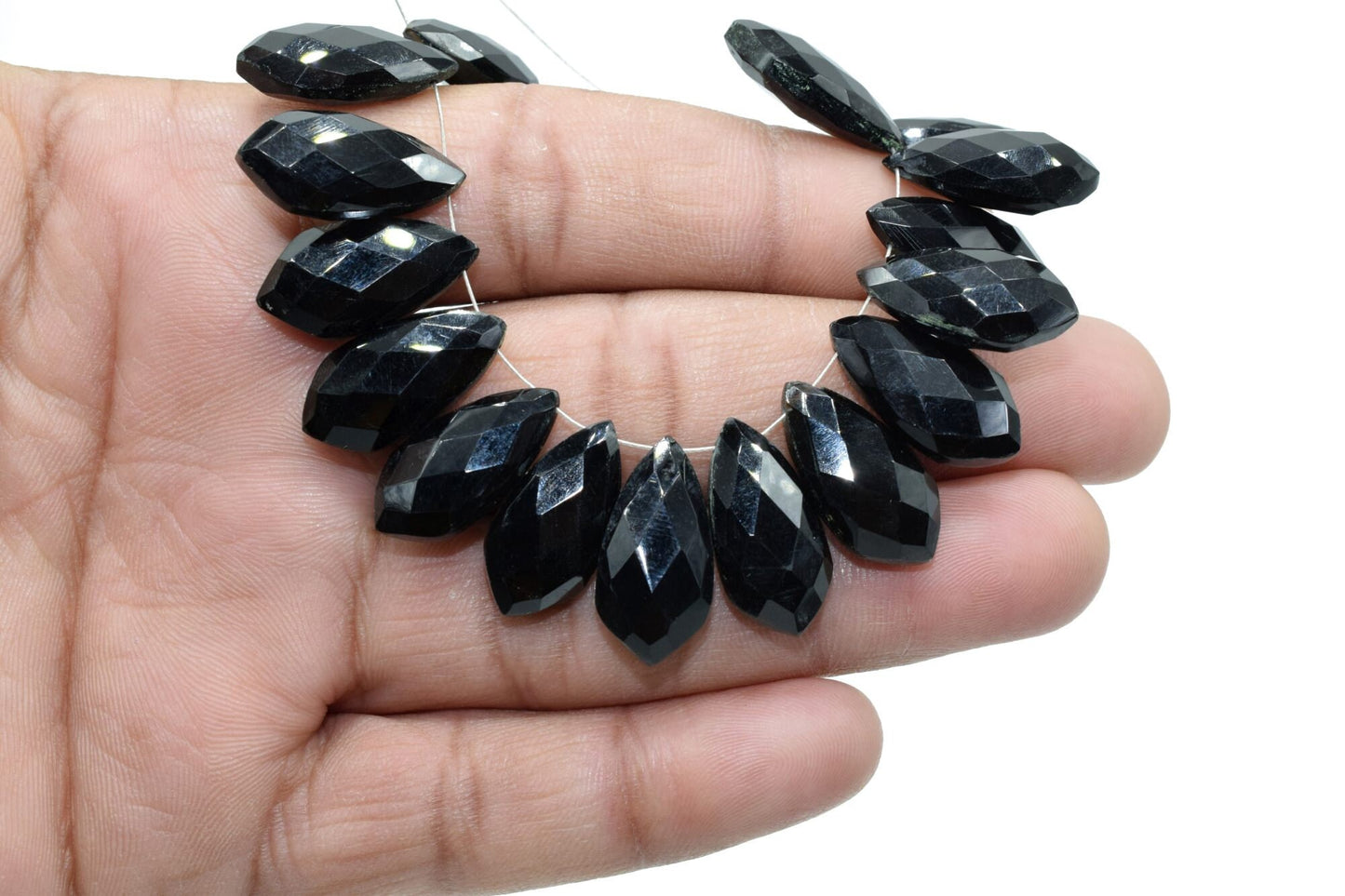 Black Onyx Faceted 10x20mm Tie Shape Briolette Beads,Pear Shape beads,Tie Shape Briolettes,Black Onyx Briolettes,Fancy Shape Briolettes