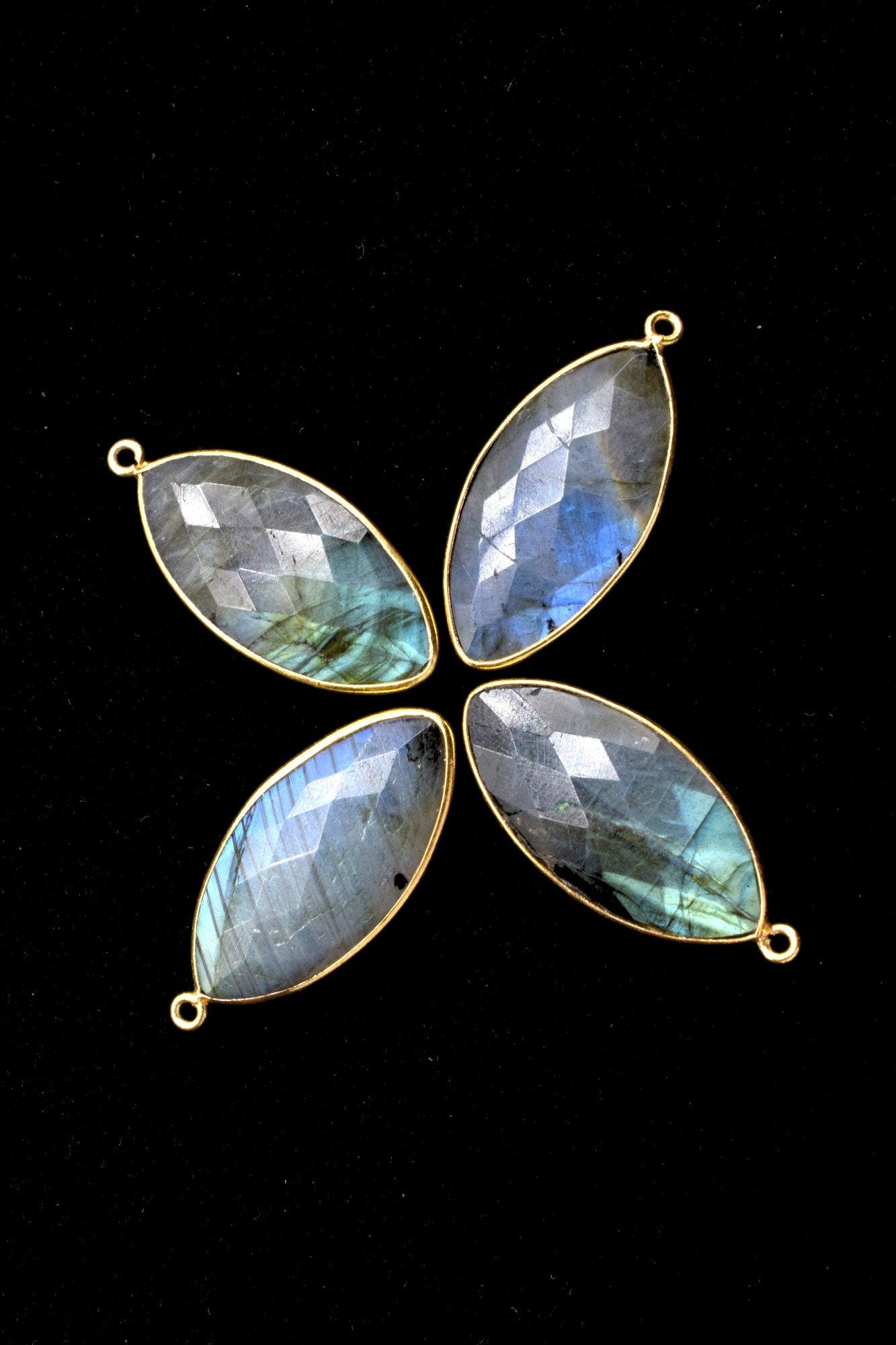 Labradorite 15x30mm marquise shape Single bail charms,Labradorite marquise Connector Pendant,Bezel Link Single Bail Connectors,Labradorite