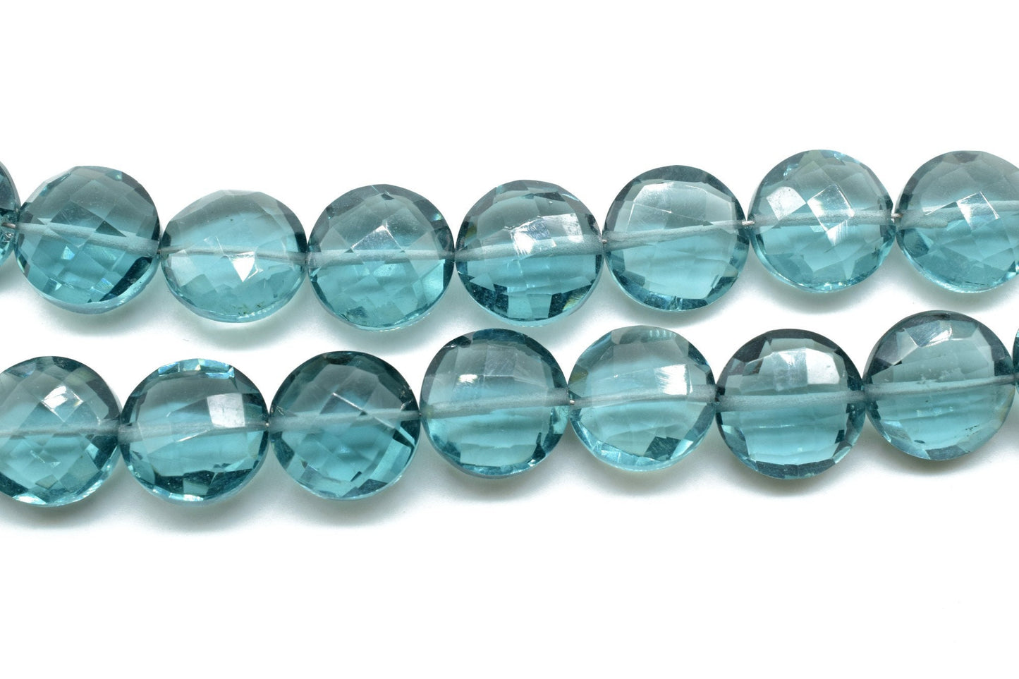 Aquamarine 10mm Faceted Coin Shape Briolette Beads. Faceted Aquamarine Gemstone Jewelry,Round  Aquamarine,Aquamarine Faceted Briolette Beads