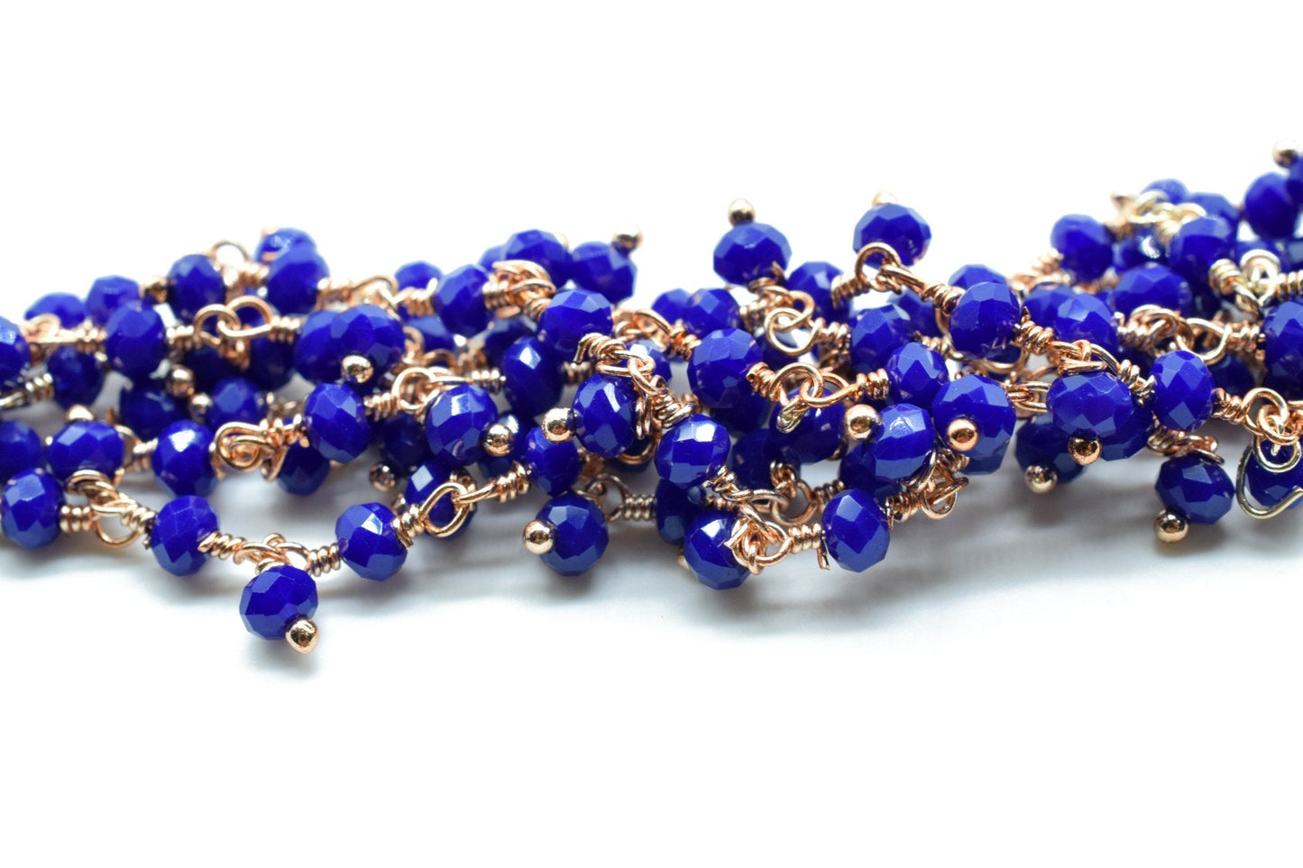 Lapis Lazuli Cluster Rosary Chain,dangling Chain,Thick Chain, Gold Wire Wrapped Chalcedony Quartz Beaded chain,Flower Chain,Chain by foot