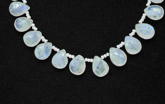 Rainbow Moonstone Beads Strands,Teardrop Shape Necklace,Moonstone Faceted Briolettes,Handmade Beads jewelry,Station Link,Fine Quality Beads