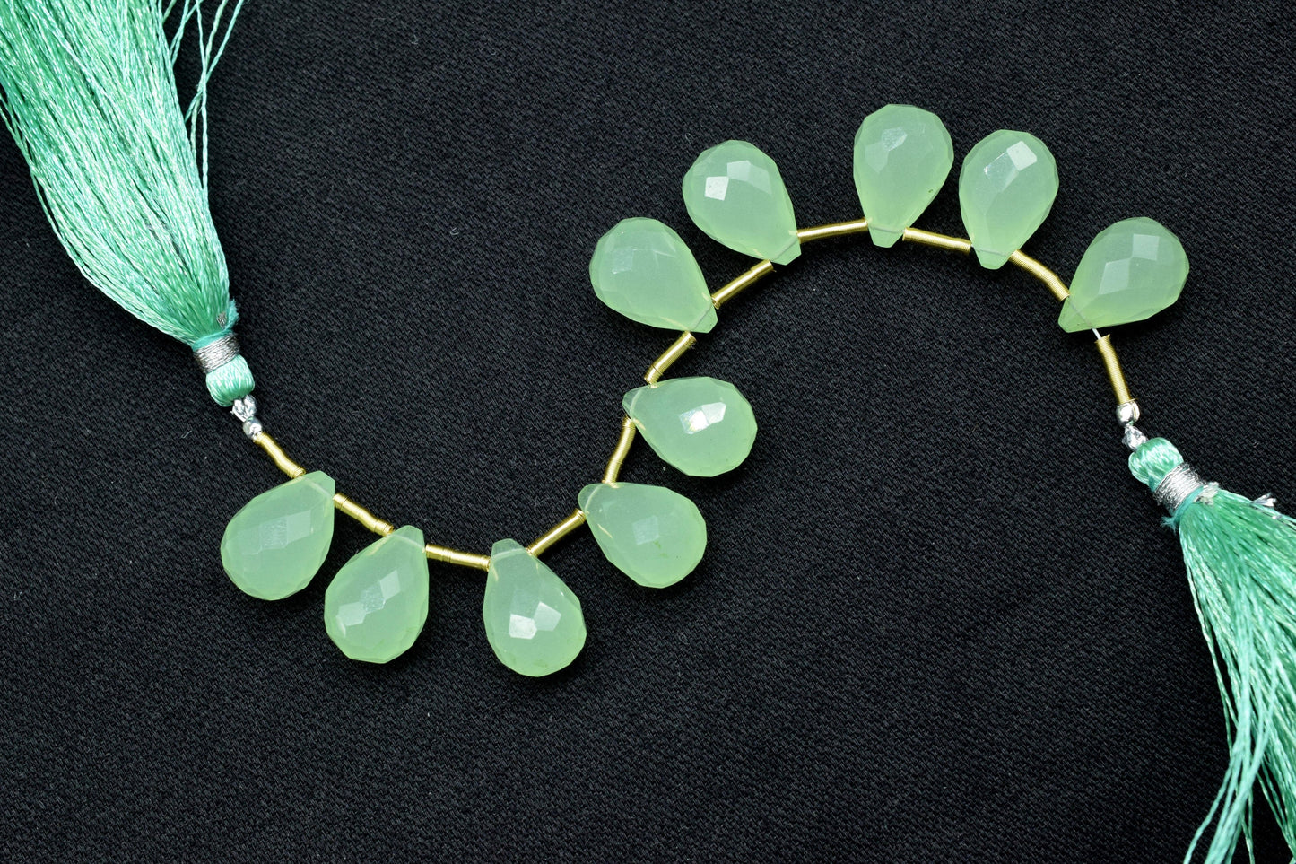 Prehnite Faceted drops Shape Briolette,10x14mm Drop Beads,Prehnite Faceted Teadrop Briolette , AAA Quality Briolette Beads.jewelry beads