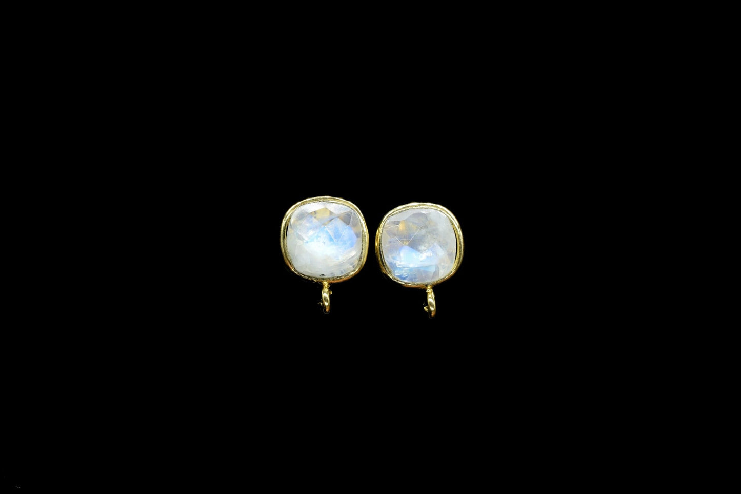 Moonstone 8mm Cushion Earring Connector,Jewelry Craft Supplies,Moonstone connectors post stud,Jewelry,Cushion Stud Connector,Jewelry Finding