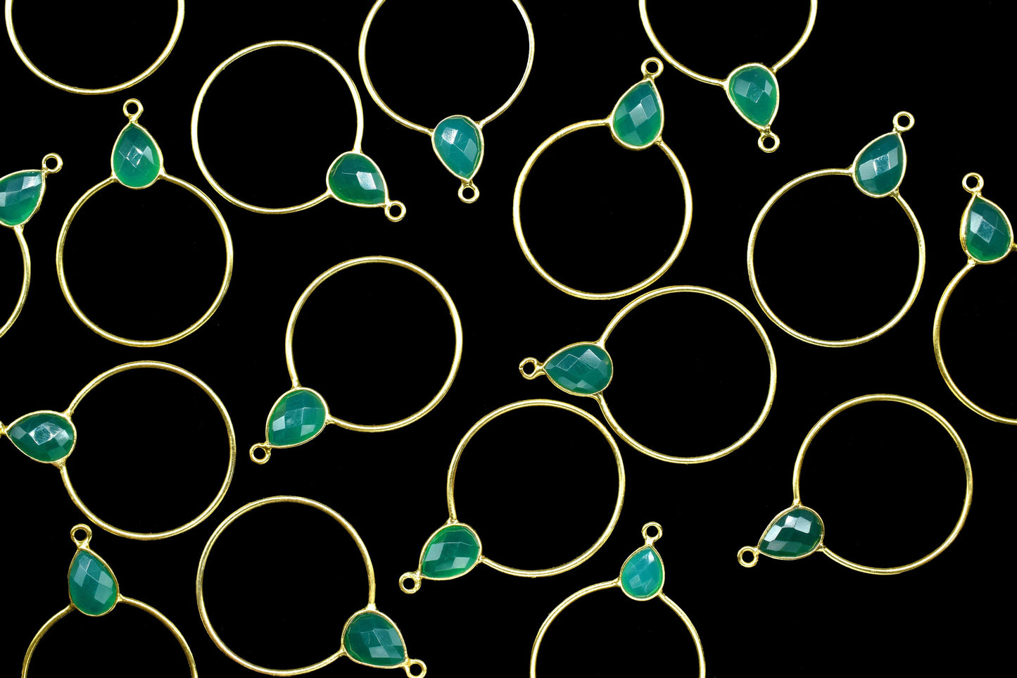 Gemstone Teardrop Earrings,Circle Handmade Pendants,Single bail Station Connector Jewelry,Earring Components,Findings Bezel Charms Pendants