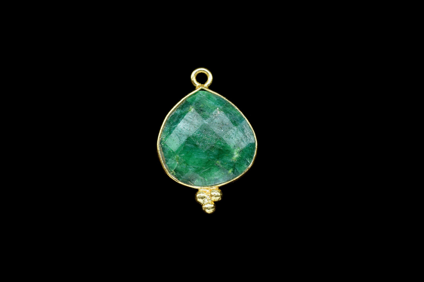 Emerald Single Bail Handmade Connector,Emerald Gemstone Bezel Pendant Jewelry,Emerald Gemstone 14mm Heart Shape Bezels Charms Jewelry,Gift