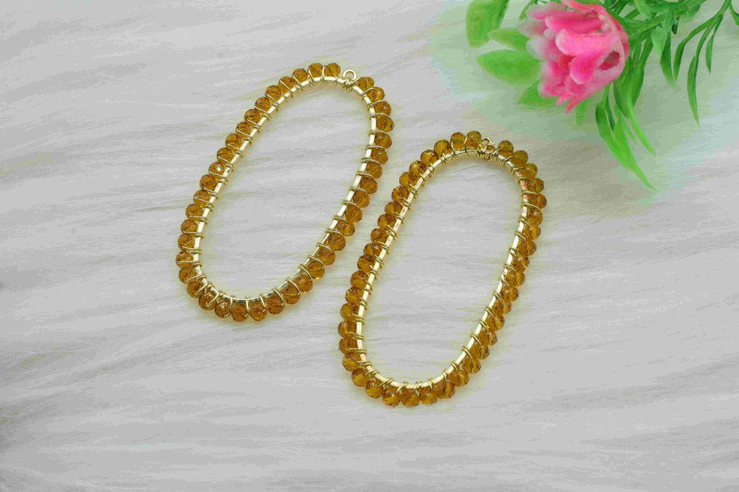 Citrine beads Finding Connector,Oval Pendant Component,Handmade Connector,Finding Necklace,Beaded Finding Component,Citrine Quartz jewelry