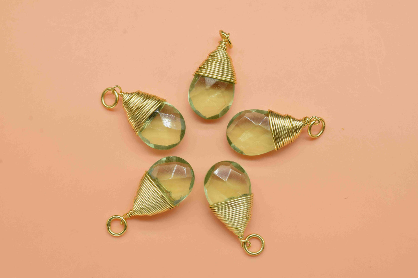 Green Amethyst Faceted Connector,Gemstone Wire Wrapped Pendant,Loop Connector,Pendant Jewelry,Wire Wrapped Necklace,Green Amethyst Jewelry