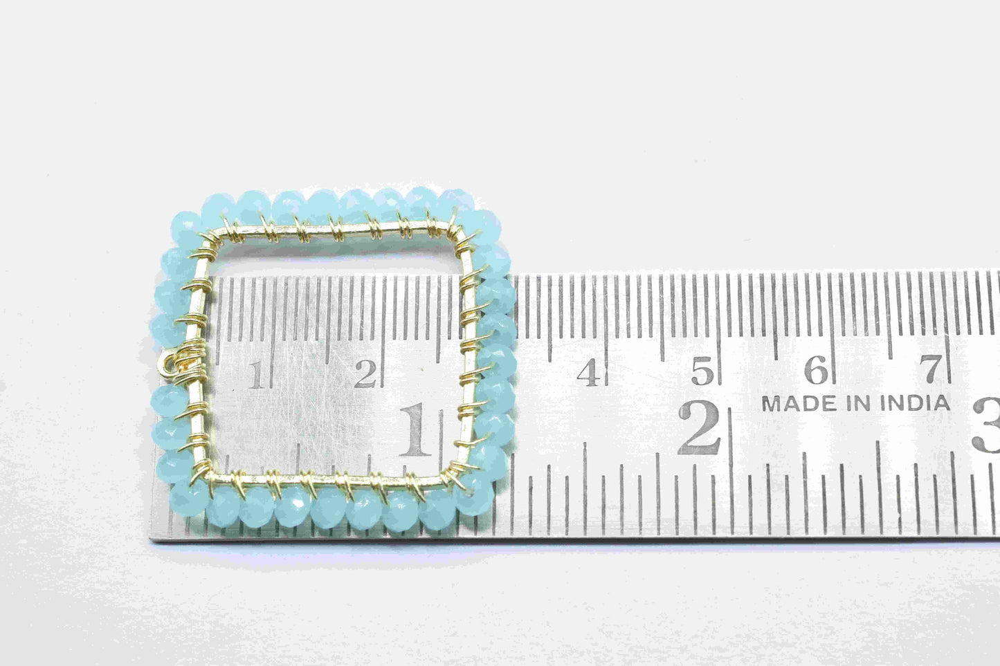 Aqua Quartz Wire Wrapped Dangle Connector, Gemstone Component, Finding Necklace Component Jewelry, Beaded Link Connector, Handmade Component