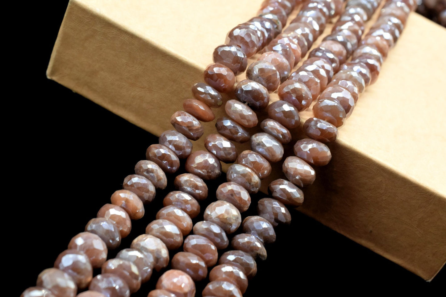 Genuine Natural Chocolate Moonstone Faceted Rondelle Shape Beads,8.5mm To 9mm Size Moonstone Faceted Beads, Grade AAA Rondelle Faceted Beads