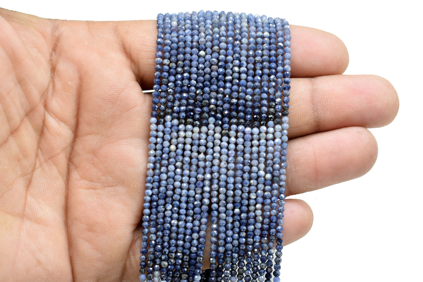 AAA+ Blue Sapphire 2mm Micro Faceted Beads,Gemstone Beads Strand,Blue Sapphire Shaded Beads,Rondelle faceted beads,Sapphire Strand Jewelry