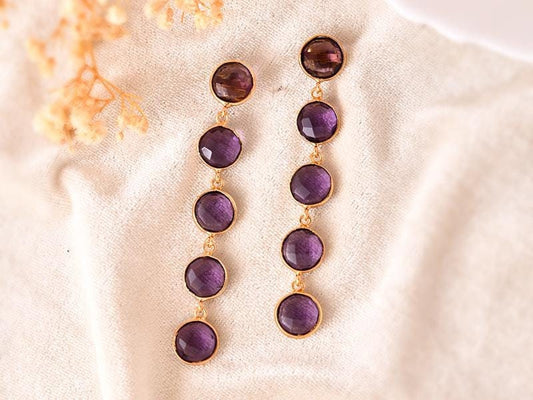 Amethyst Dangle Earring/Gold Plated Earring/Bridal Earring/Handmade Jewelry/Amethyst Wedding Earring/Gold Plated Jewelry/