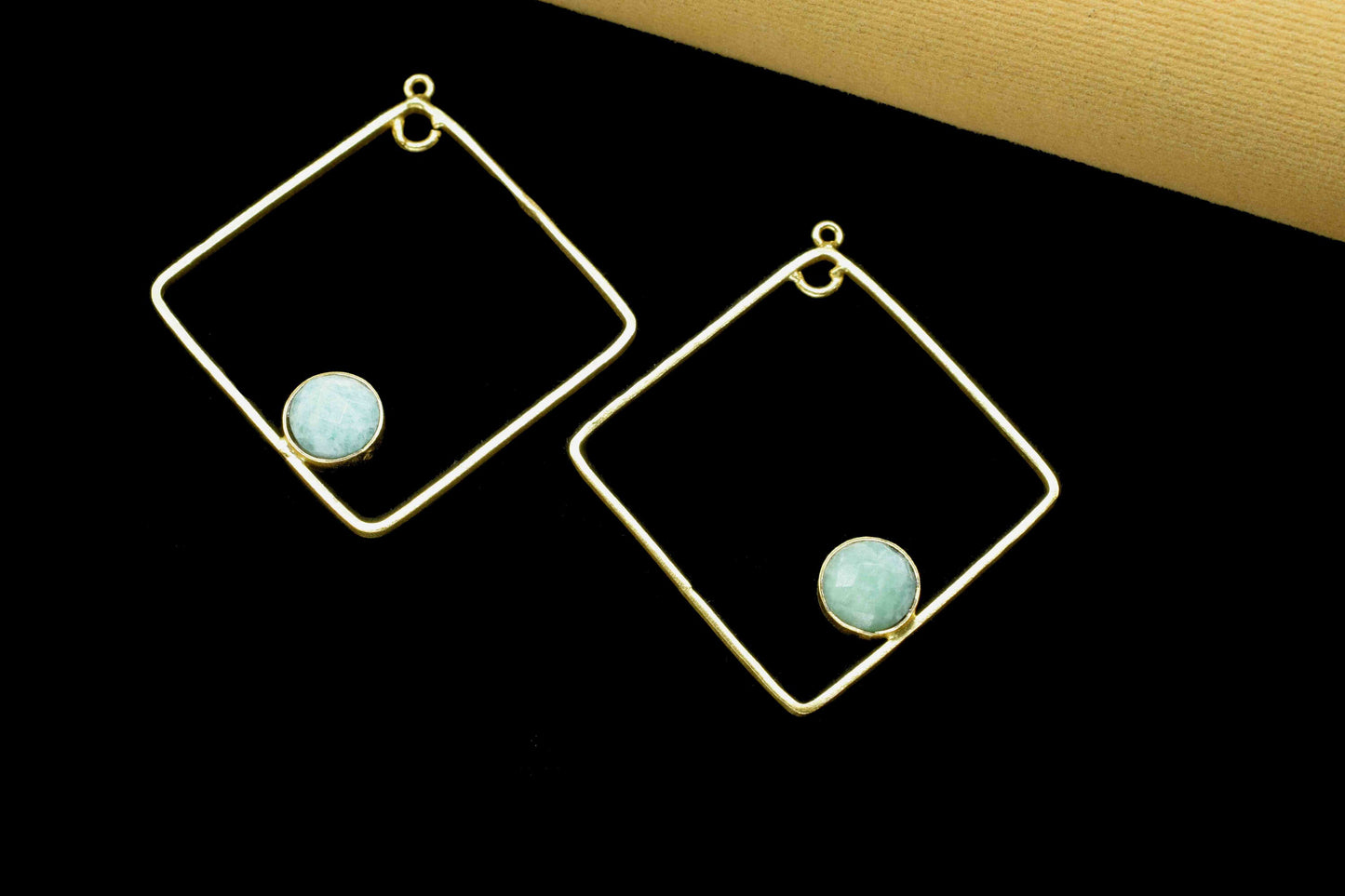 Amazonite 32mm Square Shape Component,Handmade Pendant,Dangle Earring Component,Findings Earring Component,Amazonite Component Jewelry, Gift
