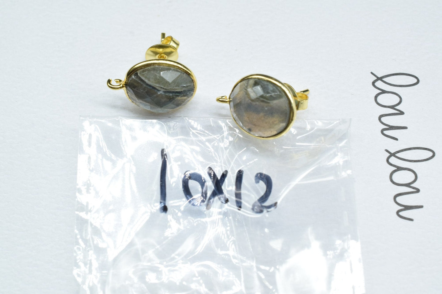 Labradorite 10x12mm oval Earring Connector,Gemstone Post Stud Connector,Earring Making Connector,Labradorite Jewelry,DIY Jewelry Findings
