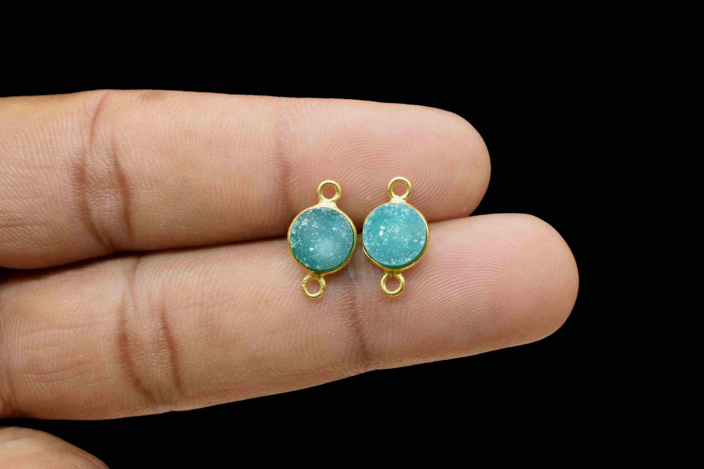 Green Druzy Charm Pendant,Green Druzy Round Stud Ear post, 8mm Druzy Connectors,Electroplated Light Green Druzy Connector,DIY Jewelry Making