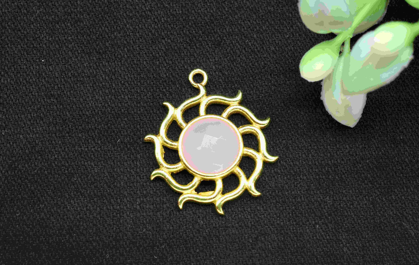 Rose Quartz Gemstone Component, Single Bail Charm ,Rose Quartz Connector Pendant , Gold Plated Connectors , Earring Component , B'day Gift