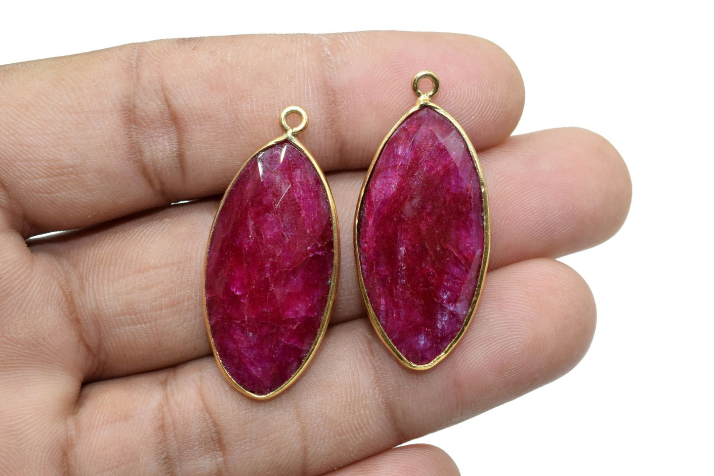 Natural Ruby 15x30mm marquise shape Single bail Connector,Ruby bezels,Ruby Jewelry making supplies,Single loop Pendant,Ruby Bezel Links,Ruby