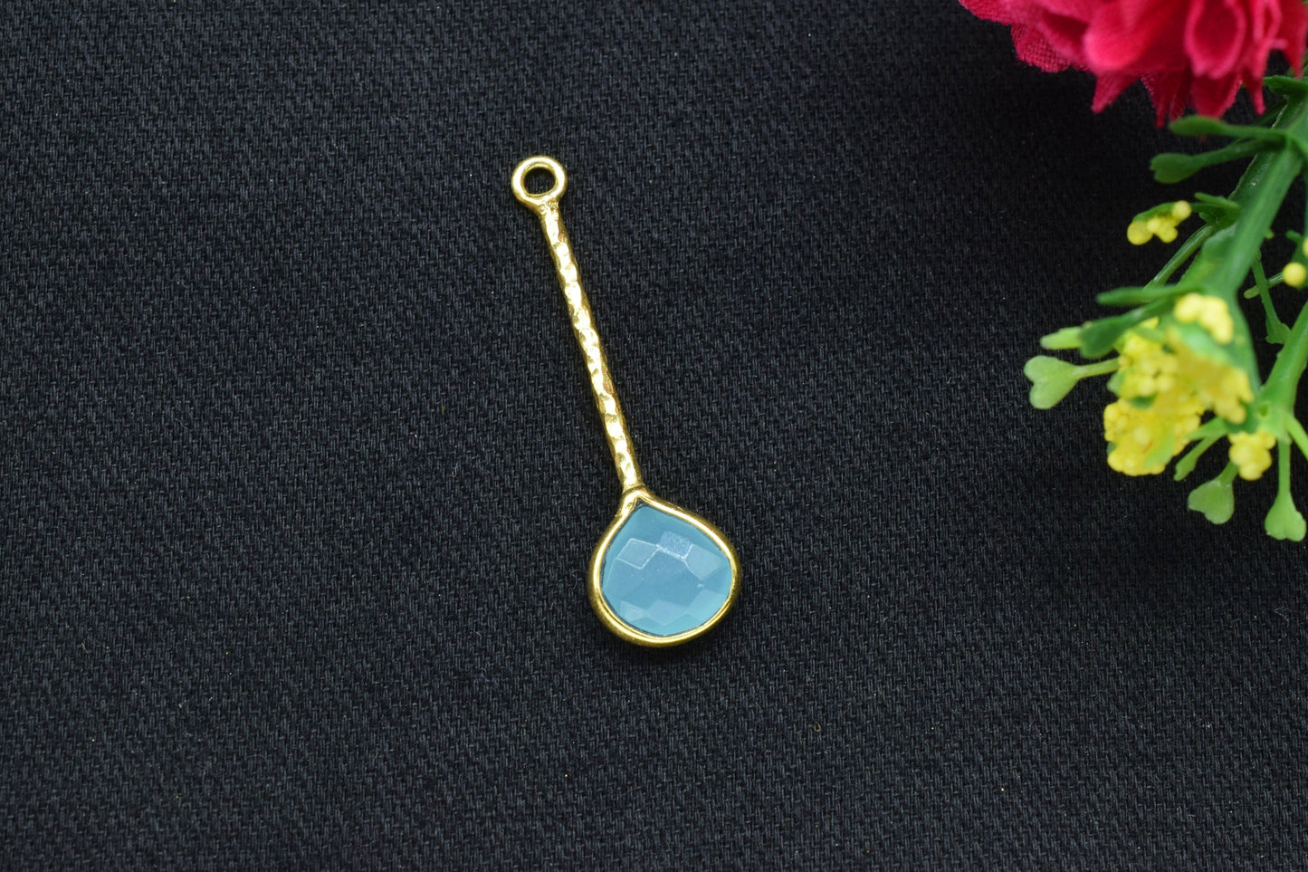 Aqua Chalcedony  Pendant/Gemstone Component/Faceted Aqua Chalcedony  Single Bail Charm/Necklace Pendant/Heart Shape Charm/Wholesale Supply/