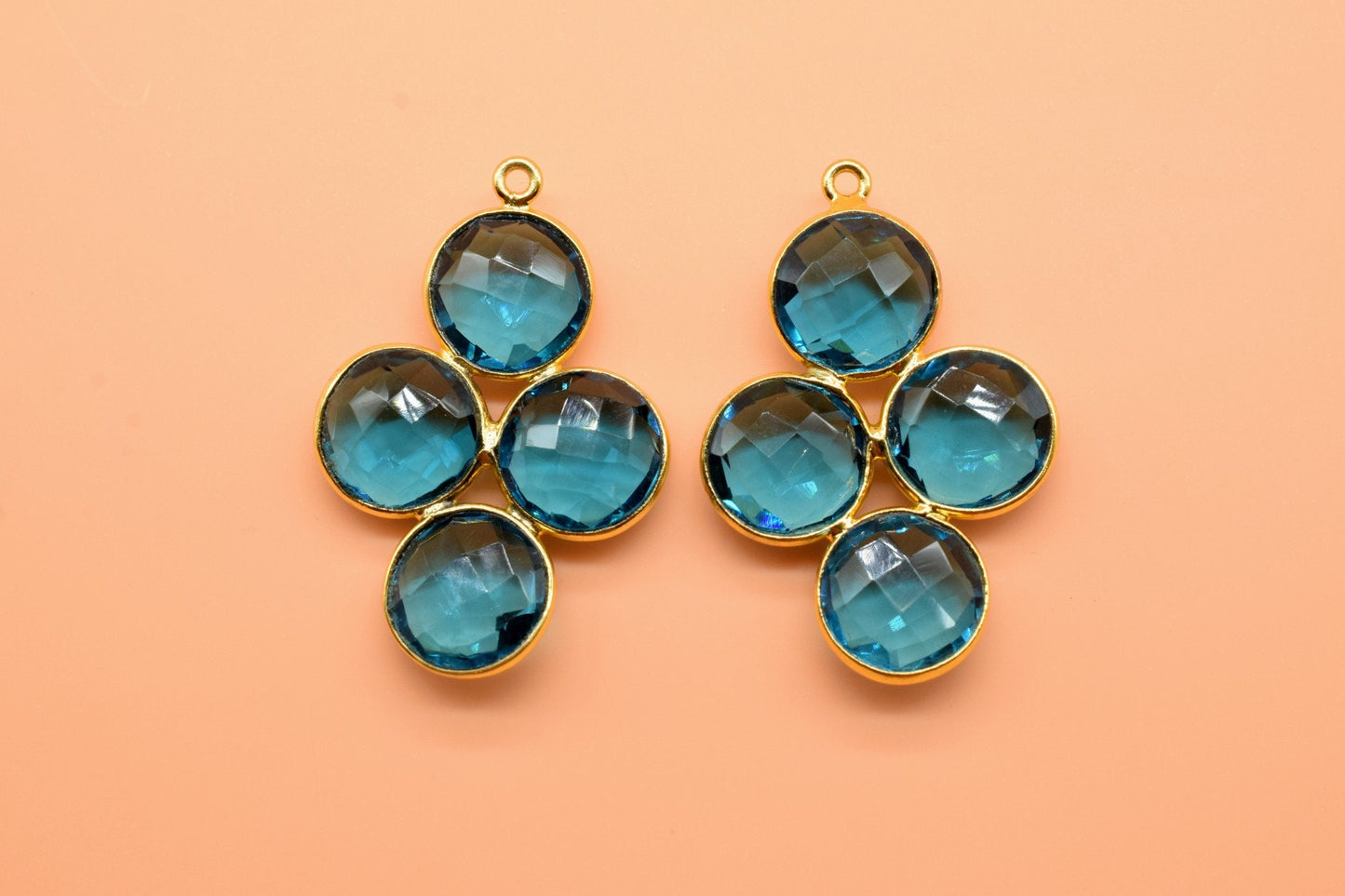 London Blue Topaz Pendant,Topaz Gemstone bezel Component,Blue Topaz Bezel Pendant,Topaz Bezel Earring,Topaz Attached Bezel,Gift Pendant