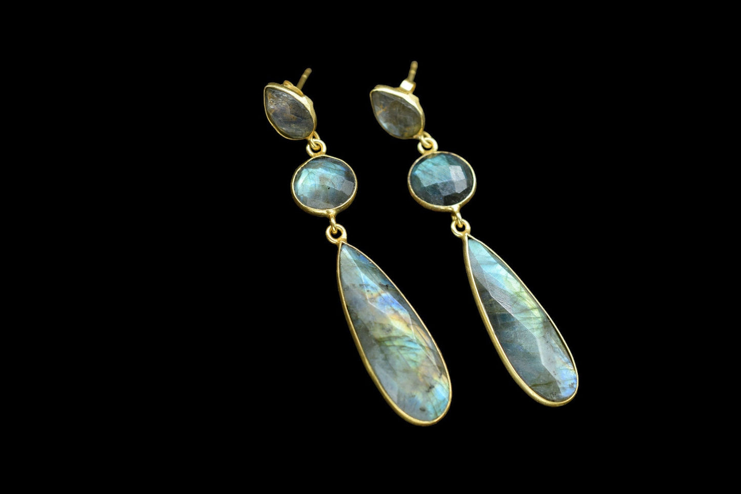 Natural Labradorite Dangle Earring/Bridal Earring/Gold Plated Earring/Bridal Jewelry/Statement Earrings For Bridal/Labradorite Jewelry/Gift
