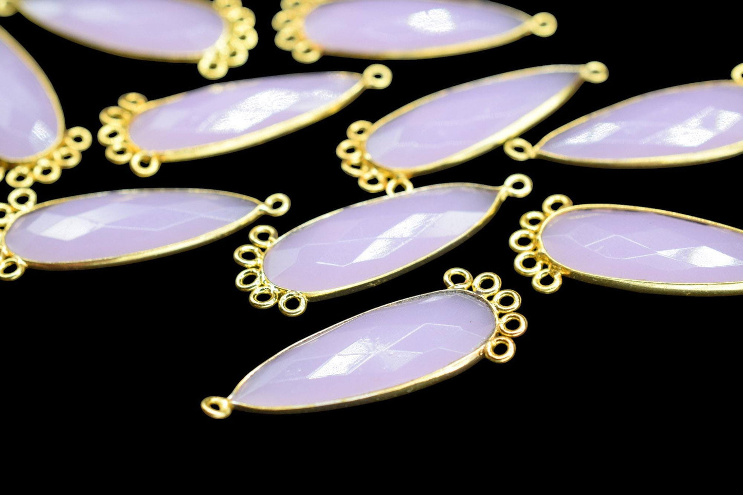 Rose Quartz 10x30mm Teardrop Bezel Charm/Charms Connector/Handmade Jewellery Connectors/Gemstone Brass Component/Women Jewelry/Gift