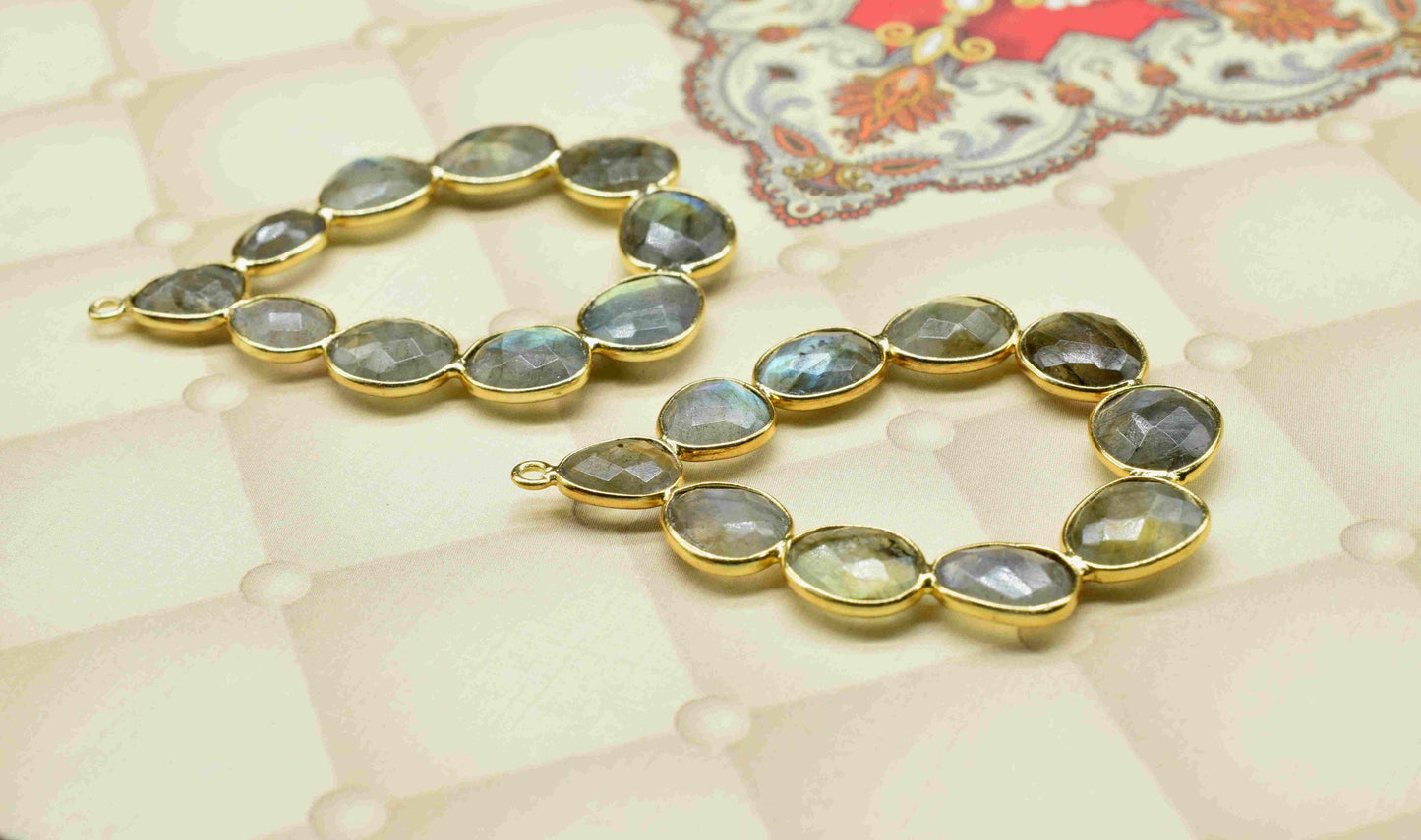 Natural Labradorite Teardrop Stud Earring Connector,Labradorite Finding June birthstone Jewelry,Labradorite Single Loop Connector Jewelry