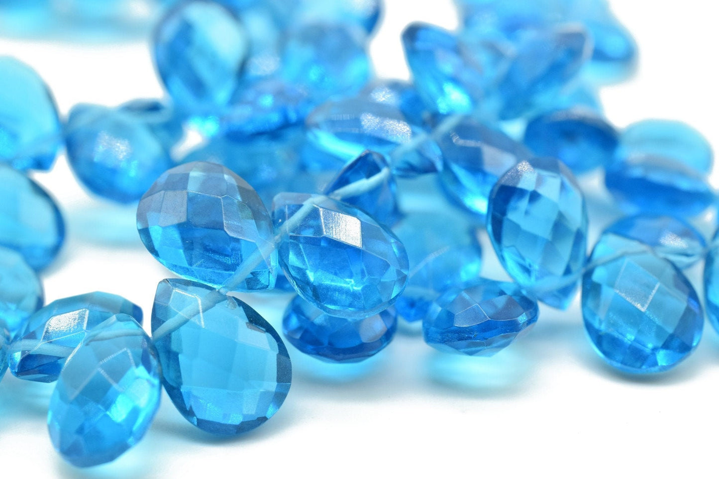 London Blue topaz Teardrop 7x10mm Briolettes,Natural Gemstone Teardrop Briolettes,Super fine Blue topaz briolettes,jewelry making briolettes