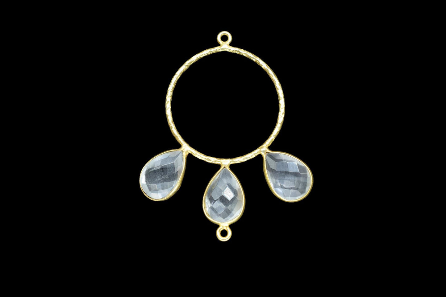 Crystal Quartz Jewelry Connector/Brass Connector Jewellery/Gold Plated Pendant/Handmade Jewellery/Double Bail Pendant/Wedding Jewelry/Gift