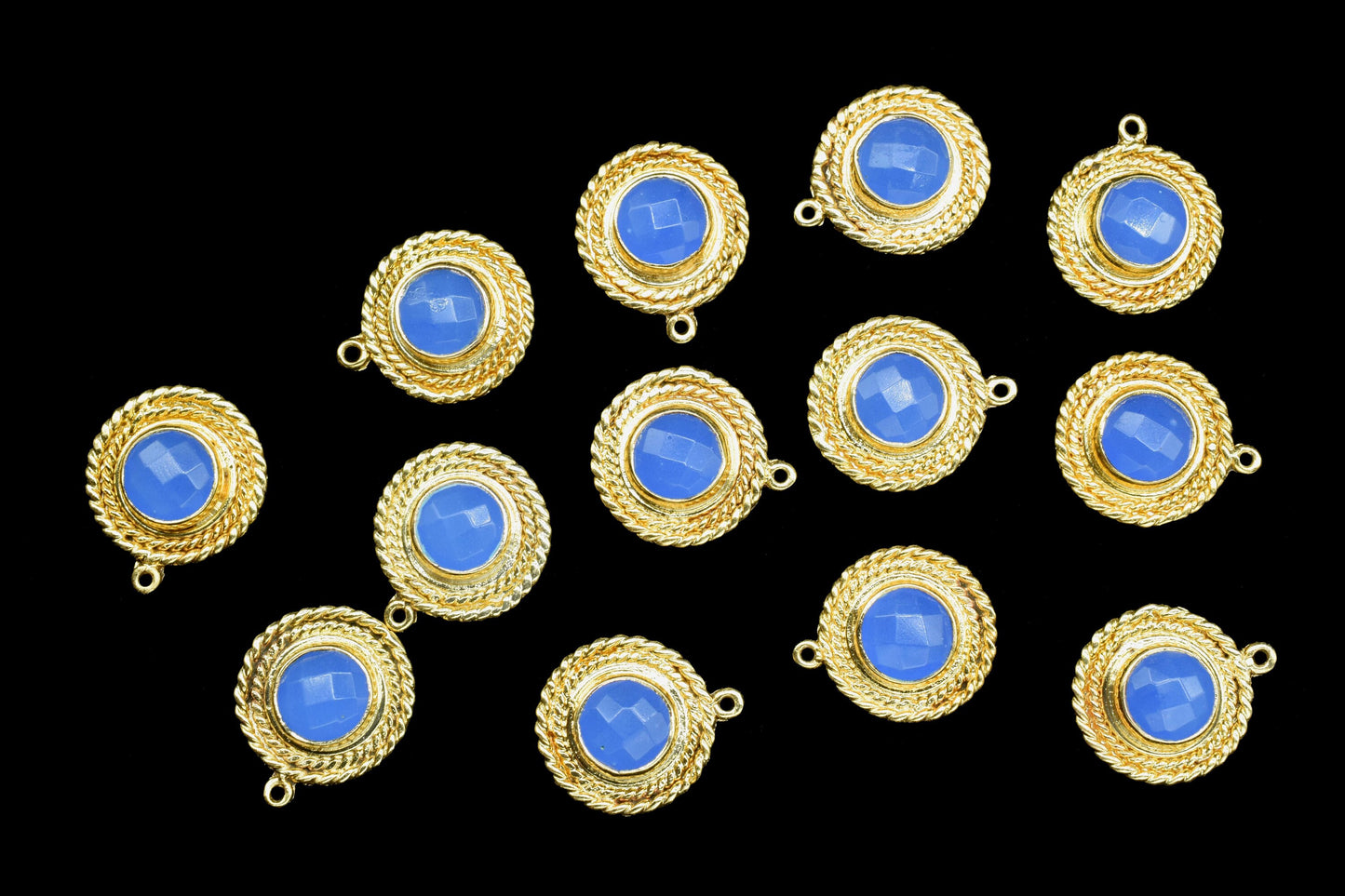 Circle Bezel Charm Pendants,Handmade Briolettes Pendant,Gemstone Beads Jewelry,Station Bezel Link,Craft Supplies,Single Bail Connectors,Gift