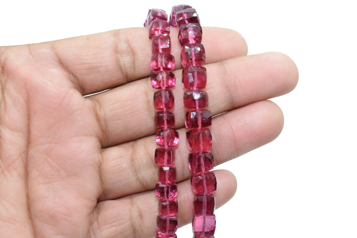 Pink Tourmaline Faceted Cube Beads,Tourmaline Square Dice Beads,pink cube Strand,8 to9mm Tourmaline Square Beads,Jewelry making beads,3D Box